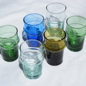 Recycled Moroccan Mix & Match tequila Shot/Espresso Glass, Sustainable, handmade, Handblown Glass, Traditional Tea Glass, Home Decor