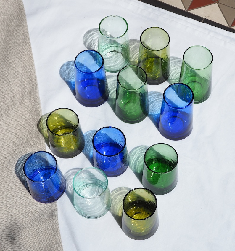 Recycled Moroccan Mix & Match Tumbler/Highball Glass, Sustainable, handmade, Handblown Glass, Coloured glass, Home Decor, Mother's Day