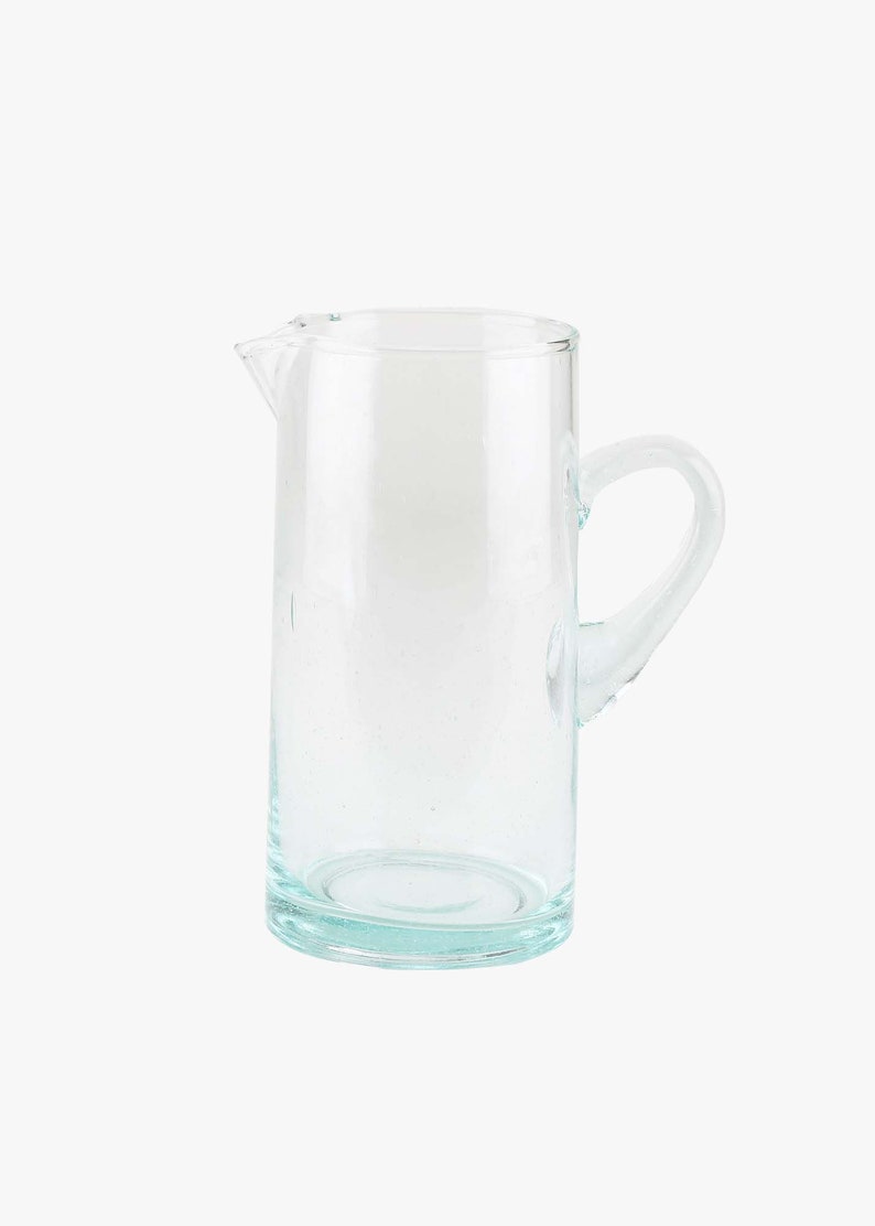 Carafe à eau marocaine en verre recyclé, Le Verre Beldi, durable, fait main, verre de récupération, verre soufflé à la main, verre coloré image 10