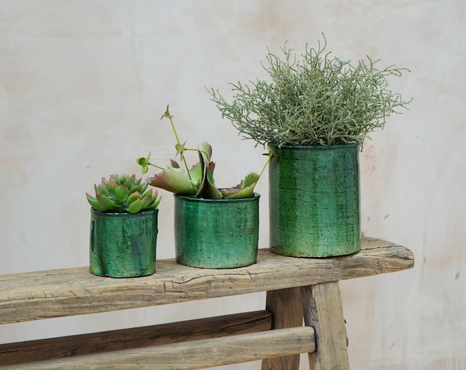 NEW SEASON SALE Moroccan Vintage Tamegroute Planter/Pot, Small, Medium, Large, Handmade Glazed Pottery, Decorative Pot, Plant Pot