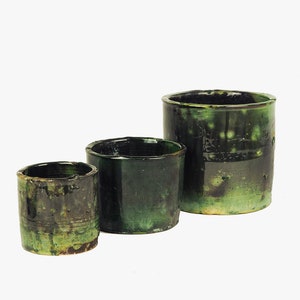 Vaso/plantador de tamegroute verde sombreado vintage marroquino, pequeno, médio, grande, cerâmica artesanal, vaso para plantas, vaso para utensílios, decoração para casa
