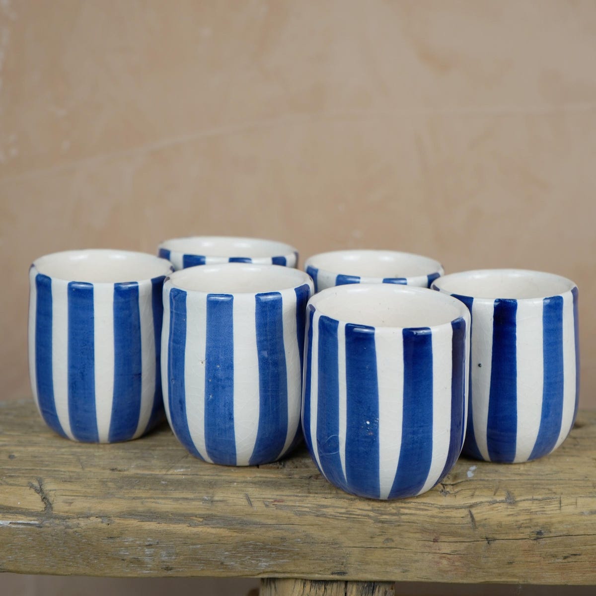 Moroccan Handmade Striped Espresso Cup, Cortado Cup, Striped Pottery, Moroccan Pottery
