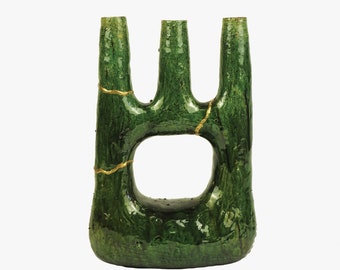 MID-SEASON SALE One Of A Kind Kintsugi Tamegroute Sculpture, Kintsugi Repairs, Sustainable Homewares, Tamegroute Candlestick Holder