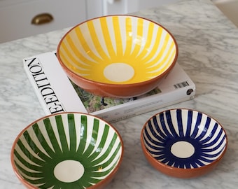 MID-SEASON SALE Moroccan Sunburst Bowl, Hand-Painted cereal Bowl, Moroccan Fruit Bowl