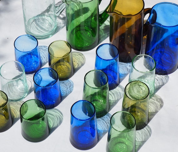 SUMMER SALE Recycled Moroccan Mix & Match Tumbler/Highball Glass, Sustainable, Handmade, Handblown Glass, Coloured Glass, Home Decor