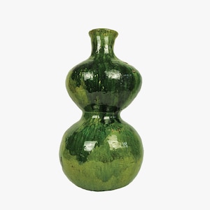 Moroccan Green Unique Glaze Tamegroute ceramics, Abstract Curvy Lady Vase Sculpture, Handmade Ceramic Pottery, Craftsmanship,