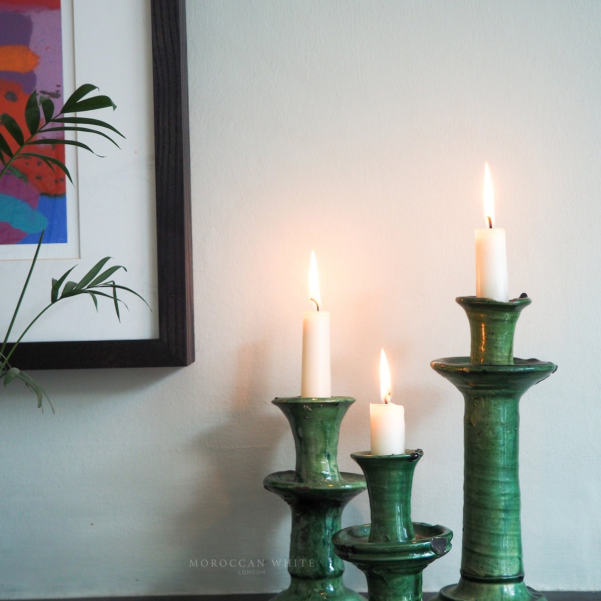 Set of 3 Moroccan Vintage Tamegroute Green Candlestick Holders XS, S, M, Handmade Ceramic Glazed Pottery, Birthday, Home Decor - Etsy