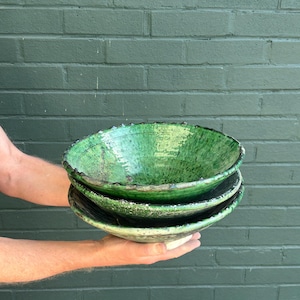 ANDRA REA Marockansk Vintage Tamegroute Stor Fruktskål, Handgjord Keramik Serveringsskål, Fruktskål, Handgjord Heminredning