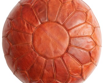 SUMMER SALE Deluxe Moroccan Saffron Leather Pouffe, Handmade Artisan Ottoman Pouffe, Bean Bag Footstool, Floor Cushion