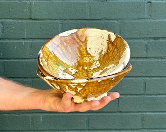 SECONDS SALE Moroccan Vintage Tamegroute Large Splatter Bowl, Handmade Ceramic Serving Bowl, Fruit Bowl, Handcrafted Home Decor