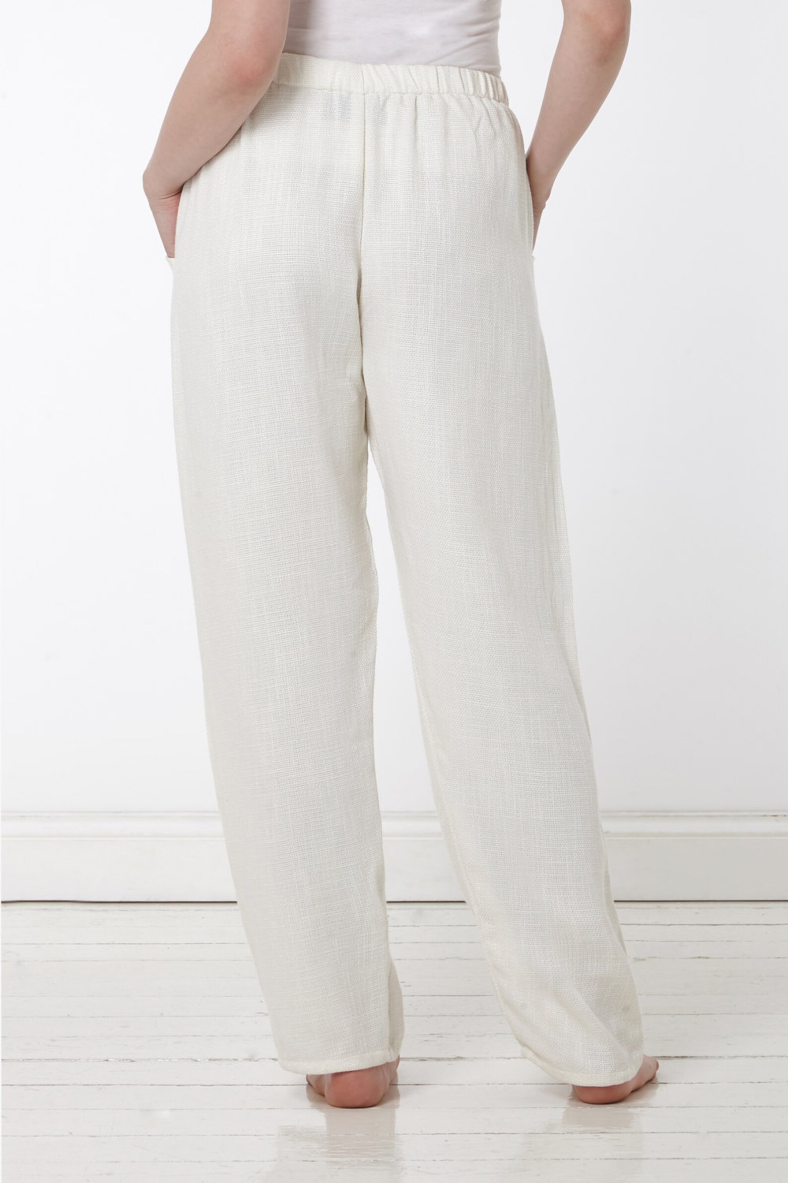 Cream Linen Trousers Relaxed Fit Wedding Yoga Pants Beach Etsy