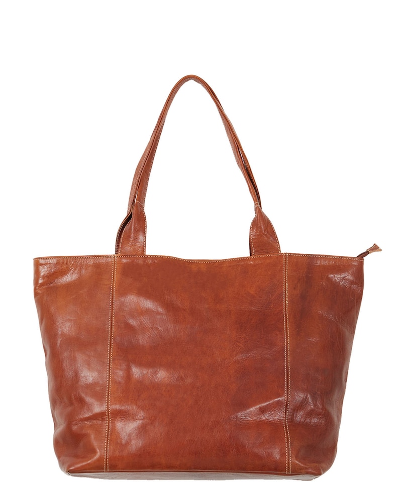 MID-SEASON SALE Moroccan Medium Sized Mid-Brown Leather Tote Bag, Handmade Bohemian Shoulder Shopper, Premium Quality Travel Mid-Brown