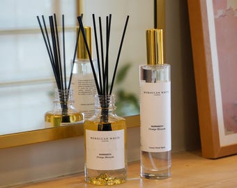 MID-SEASON SALE Luxury Orange Blossom Reed Diffuser, Moroccan Orange Blossom, Glass Reed Diffuser, Luxury Gift, Luxury Room Spray