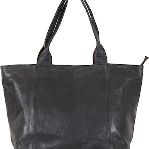 Große marokkanische Einkaufstasche aus schwarzem Leder, handgefertigte übergroße Schulter-Shopper-Tasche, hochwertige Reisetasche, nachhaltige Arbeitshandtasche