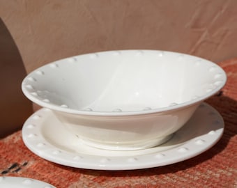 Ciotola per pasta bianca esclusiva con bollicine, ceramica bianca ultra premium, servizio da tavola, set da pranzo fatto a mano