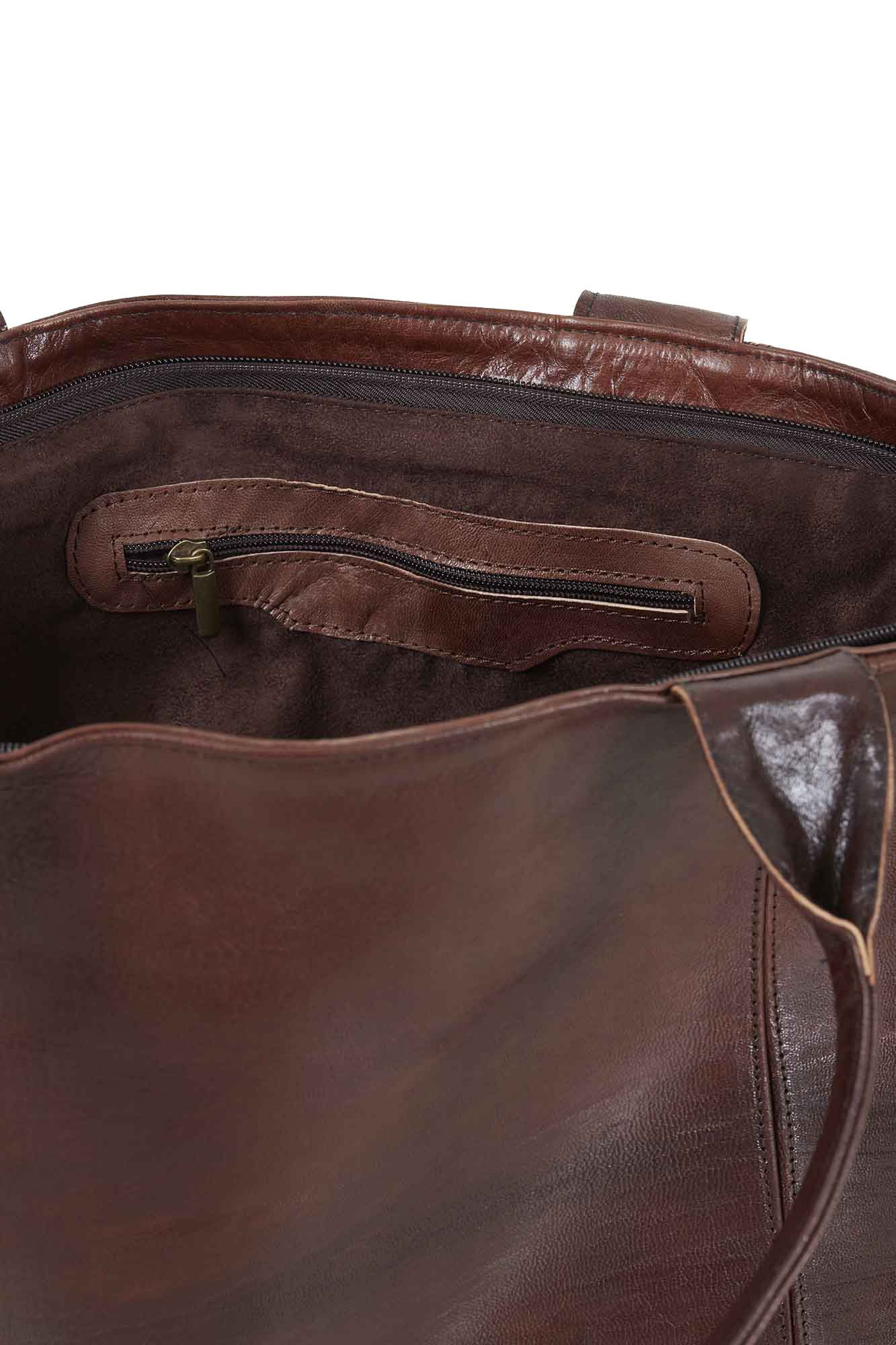 Moroccan Medium Sized Brown Leather Tote Bag Handmade Etsy