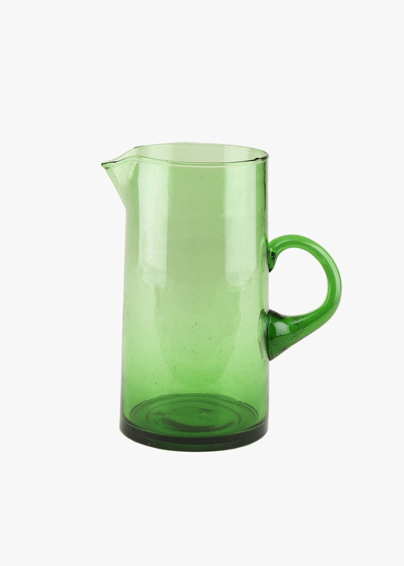 Carafe à eau marocaine en verre recyclé, Le Verre Beldi, durable, fait main, verre de récupération, verre soufflé à la main, verre coloré image 6