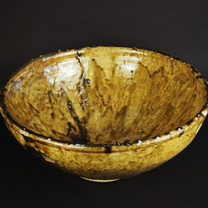 Moroccan Ochre One Of A Kind Vintage Tamegroute Large Statement Salad/Welcome Bowl, Handmade Ceramic, Handpainted Home Decor, Handcrafted