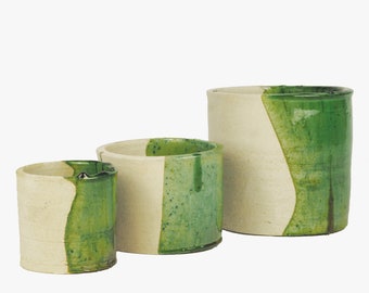 Moroccan 50/50 Glaze Tamegroute Planter/Pot, Small, Medium, Large, Handmade Pottery, Decorative Pot, Plant Pot, Utensil Pot, Home Decor