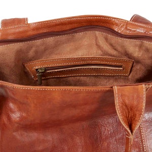 MID-SEASON SALE Moroccan Medium Sized Mid-Brown Leather Tote Bag, Handmade Bohemian Shoulder Shopper, Premium Quality Travel image 3