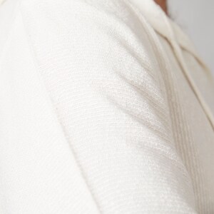 Witte Marokkaanse linnen hoodie loungewear, unisex handgeweven katoenen linnen shirt, luxe zijdezachte loungewear, strandkleding, cover-up, resortwear afbeelding 3