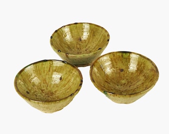 MID-SEASON SALE Moroccan Vintage Tamegroute Ochre Bowl, Trinket Bowl,  Handmade Ceramic Serving Bowl, Dipping Bowl, Handmade Christmas Gift