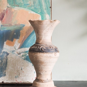 Moroccan Tafza Vintage Vase, Handmade Ceramic Pottery, Decorative Vase