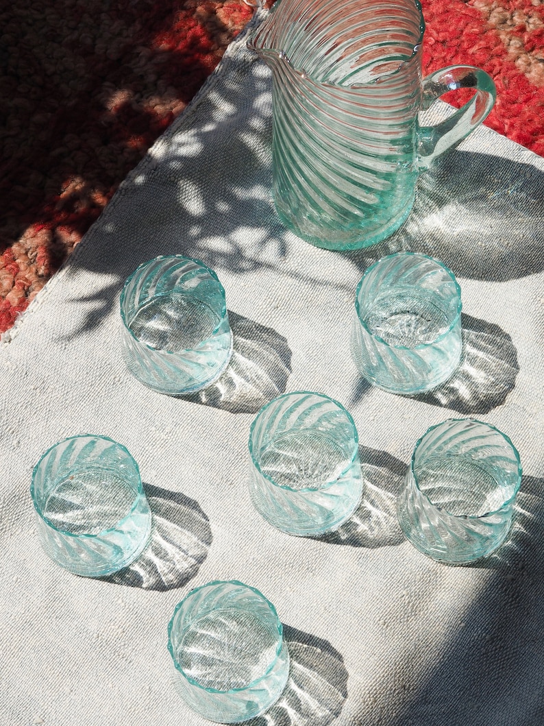 Recycled Moroccan Clear Twist Tumblers/Highball, Gin Glass, Espresso Glass, Dessert Glass, Sustainable, handmade, Handblown