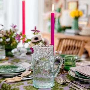 Recycled Moroccan Glassware Twist Jug, Sustainable, handmade, reclaimed Glass, Handblown Glass, Home Decor