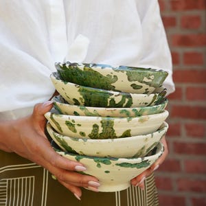SALDI ESTIVI Ciotola marocchina vintage Tamegroute x Puglia Splatter, ciotola in ceramica fatta a mano, ciotola per snack, ciotola da pranzo in ceramica, argilla grezza