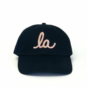 Casquette de baseball LA Cursive à plusieurs fils 3D « Dad Hat » (Noir)