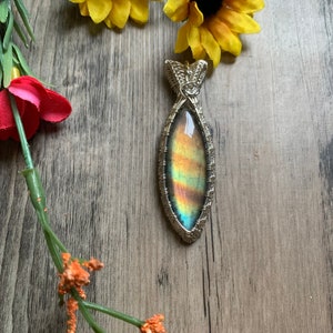 Sterling silver rainbow labradorite artisan magic talisman Celtic pendant necklaces