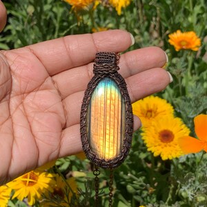 Wire Wrapped yellow stripped labradorite boho handmade jewelry