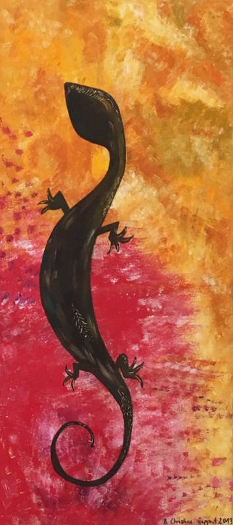 Lizard acrylic painting Etsy