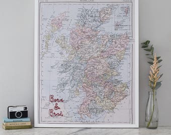 Personalised Scotland travel map