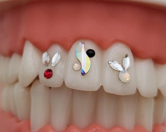 Crystal Parade Tooth Gem Kit Yin Yang Design | Genuine Preciosa Crystals for Unique Tooth Art | Tooth Gems Trendy Ying and Yang