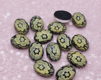 Genuine Preciosa Vintage Oval Cabochon - Floral Yellow (04523) Perfect for Jewellery Pendants and Earrings, Craft, Costumes and Nail Art