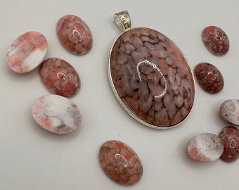Preciosa Vintage Oval Cabochon - Marble Pink (03989), Perfect for Jewellery Making, Crafts and Costumes