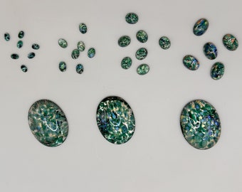 Cabochons ovales Preciosa - Vert marbré (02209), Idéal pour la fabrication de bijoux, la création de costumes et la décoration, vintage