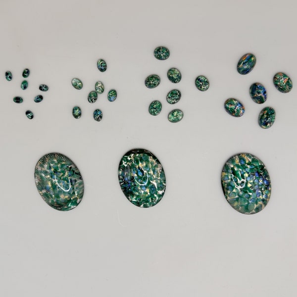 Cabujones Ovalados Preciosa - Verde Mármol (02209), Ideal para Fabricación de Joyas, Artesanías de Vestuario y Decorativas, Vintage