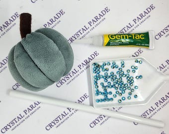 Zodiac Pumpkin Blinging Kit - Terrifying Teal - DIY Craft Kit with Blue Crystals for Halloween, Autumn  and Fall Decorations | Spooky Craft