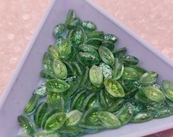 Genuine Preciosa Vintage Navette Cabochons - Crackled Green (02404) | Perfect for Nail Art, Craft Projects, Card Making and Jewellery Making