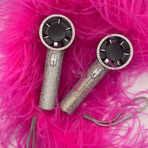 Crystallised Handheld Fan with USB C Rechargeable Five Speed Sparkly Portable Personal Cooling Fan for Festivals Concerts Heat Wave