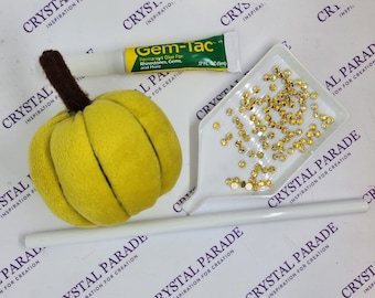 Zodiac Pumpkin Blinging Kit - Yucky Yellow - DIY Craft Kit with Yellow Crystals for Halloween, Autumn  and Fall Decorations | Spooky Craft