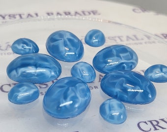 Preciosa Vintage Oval Cabochons - Ocean Blue (04094) | Perfect for costumes, nail art, craft projects and jewellery making |