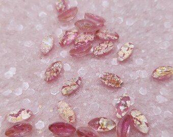 Genuine Preciosa Vintage Navette Cabochons - Crackled Pink (02401) | Perfect for Nail Art, Craft Projects, Card Making and Jewellery Making