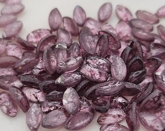 Genuine Preciosa Vintage Navette Cabochons - Crackled Amethyst (03531) | For Nail Art, Craft Projects, Card Making and Jewellery Making