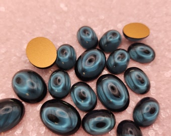 Genuine Preciosa Vintage Oval Cabochon - Montana Navy Blue, Perfect for Jewellery Pendants and Earrings, Craft, Costumes and Nail Art
