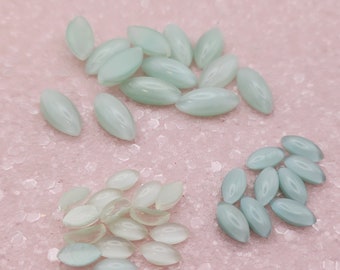 Genuine Preciosa Vintage Navette Cabochons - Moonshine Green (01192) | For Nail Art, Costume Design, Craft Projects and Jewellery Making