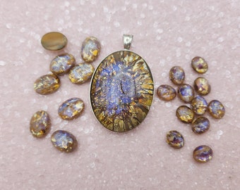 Genuine Preciosa Vintage Oval Cabochon - Opal Gold (00615) | Vintage and Rare crystals | Various Sizes for craft, costumes and nail art